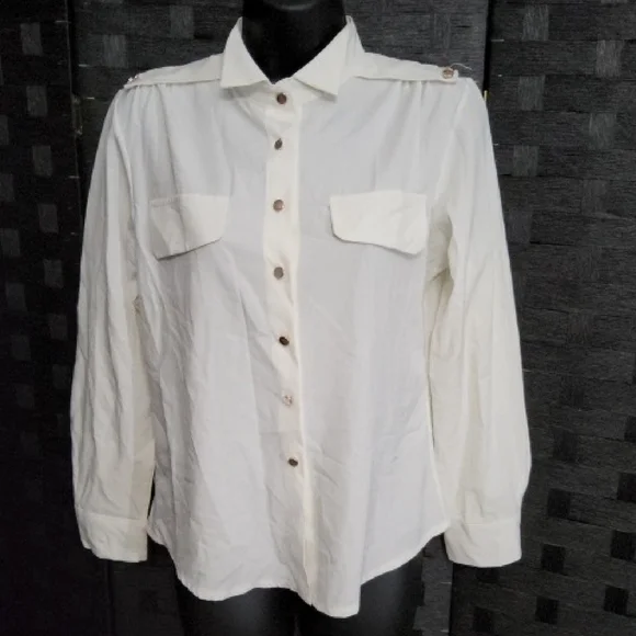 Vintage White Button-Down Women's Shirt - Picture 2 of 3